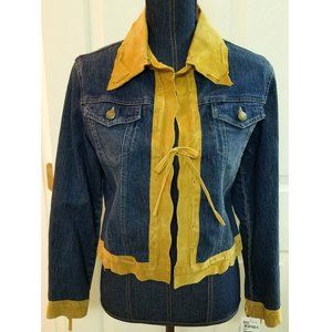 ✅#51C NWT Luii jean jacket lind animal print trim S